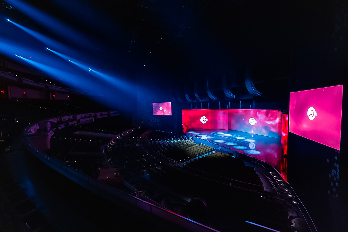 Arena-scale event production setup